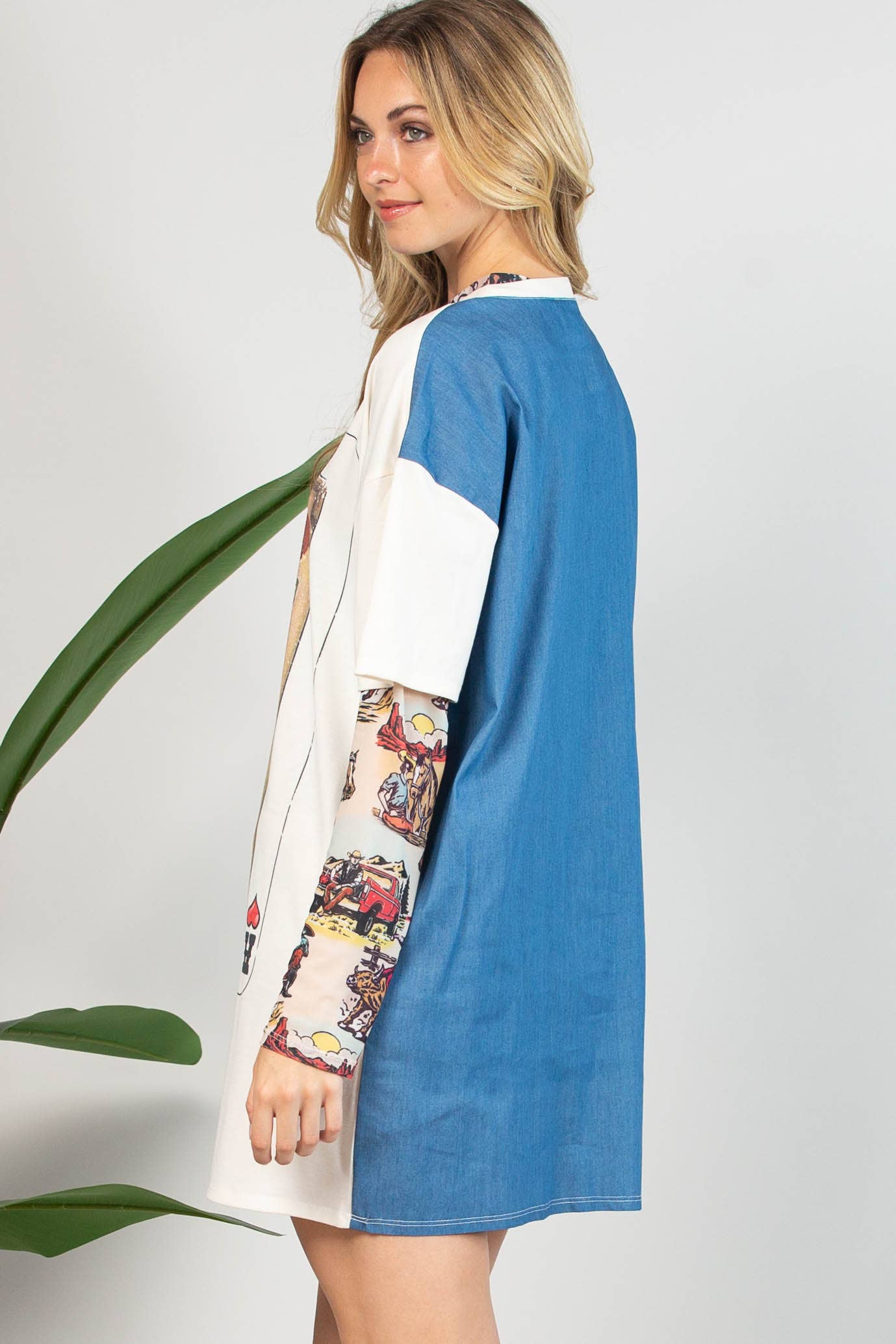 MISA VINTAGE RODEO DENIM CONTRAST T-SHIRT
