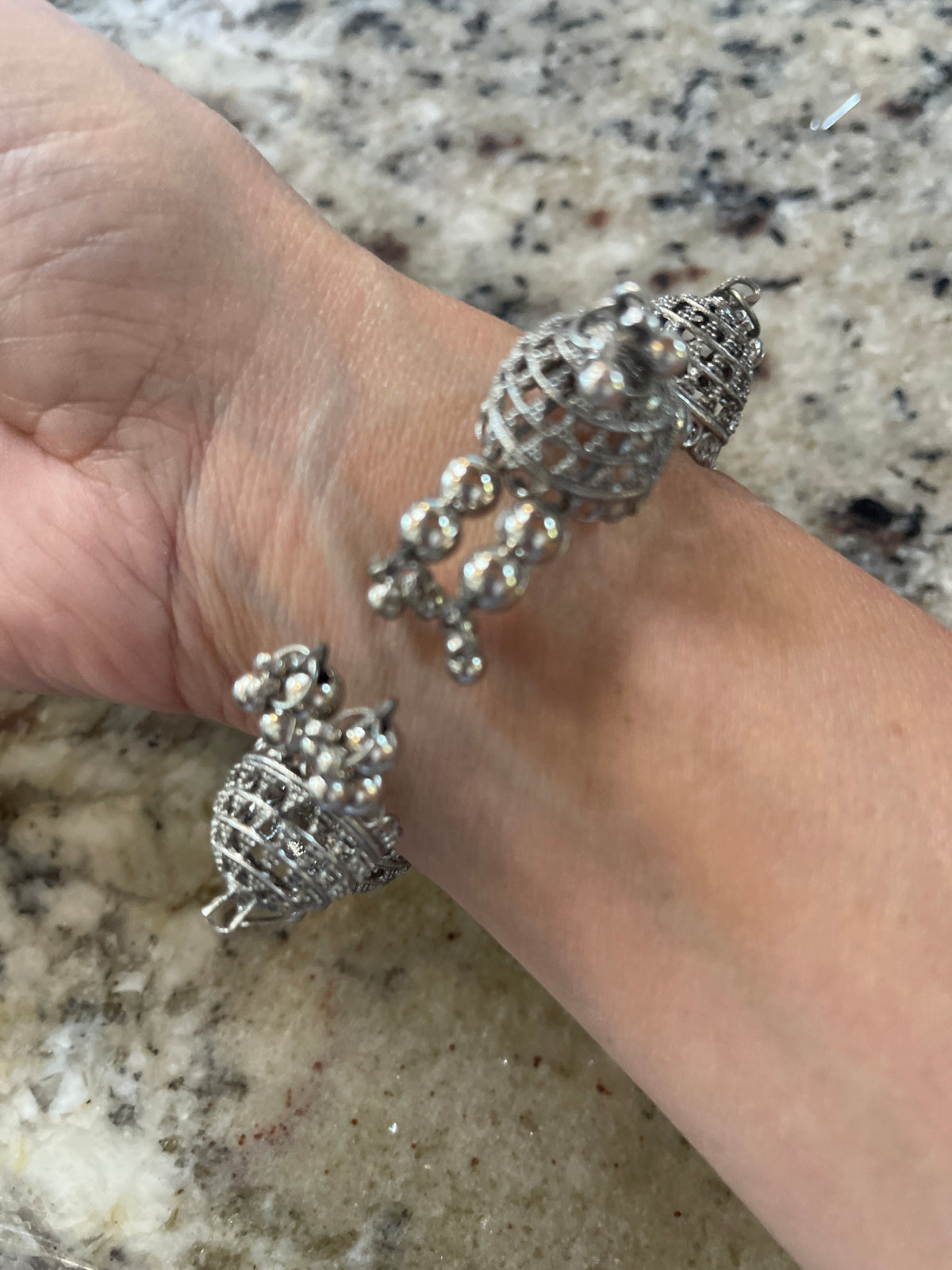 Oxidized Ghungroo Bangle, German Silver, Bollywood Jewelry