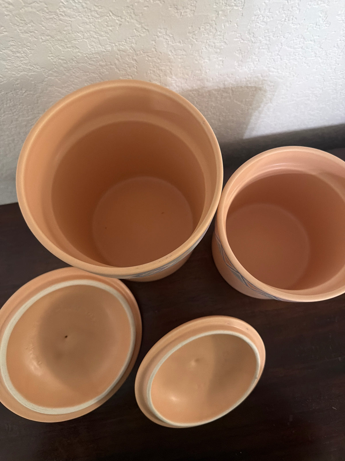 2 vintage Treasure Craft Southwestern Aztec / Santa Fe canister set from around the late 1980s or early 1990s