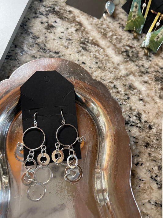 sterling silver multi-circle dangle earrings