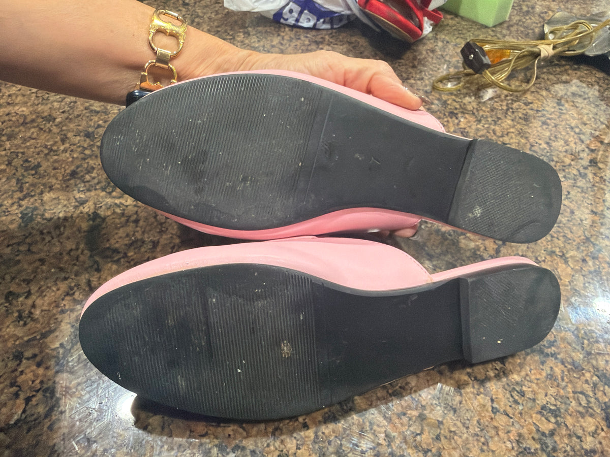 ARQA Pink Leather Horsebit Mule Loafers size 7