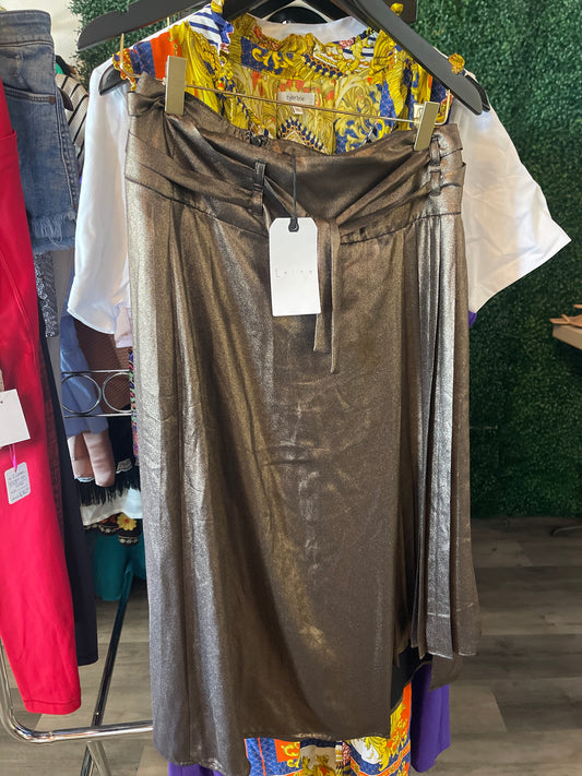 Leath brown metallic skirt