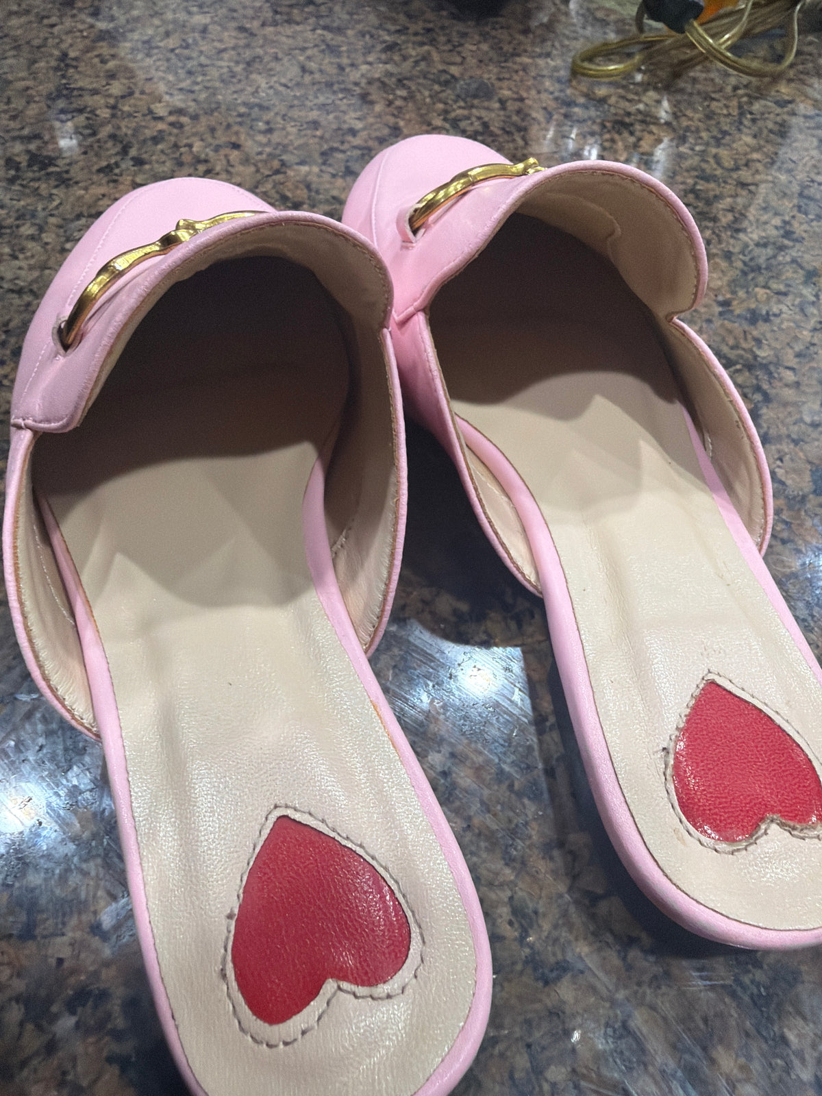 ARQA Pink Leather Horsebit Mule Loafers size 7