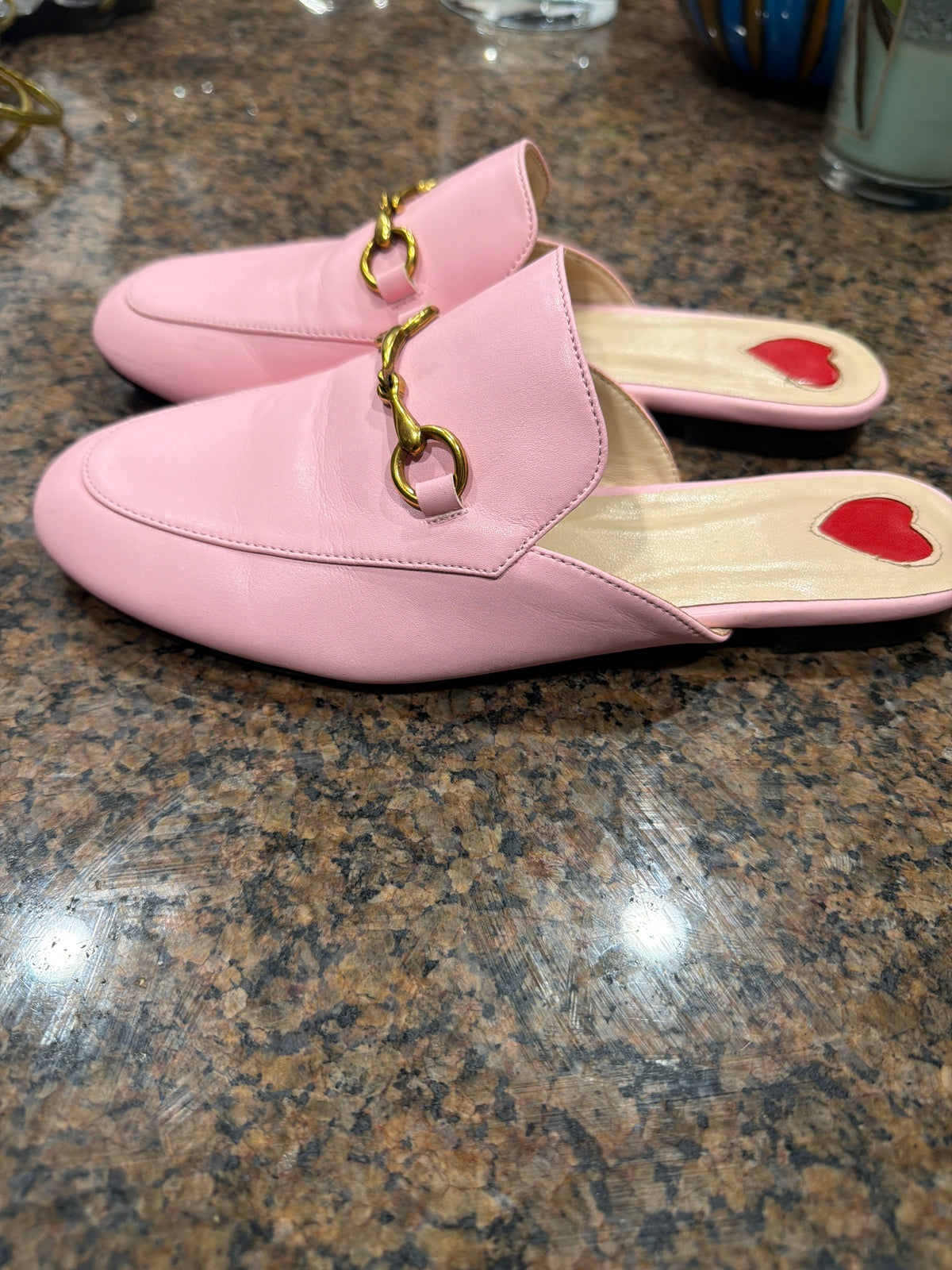 ARQA Pink Leather Horsebit Mule Loafers size 7