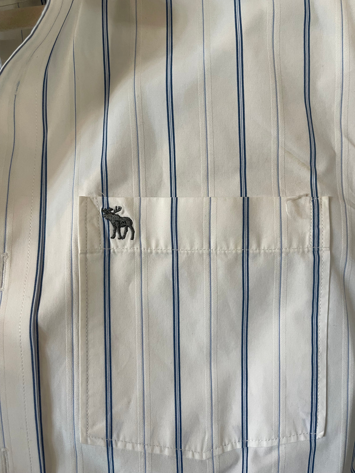 Abercrombie and Fitch white and blue button up ￼