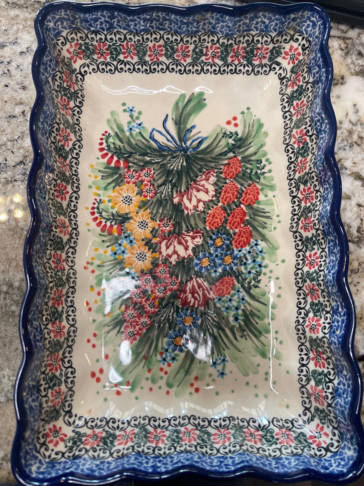 Ceramika Artystyczna Polish stoneware baking dish in the "Summer's Grateful Heart" pattern 3263
