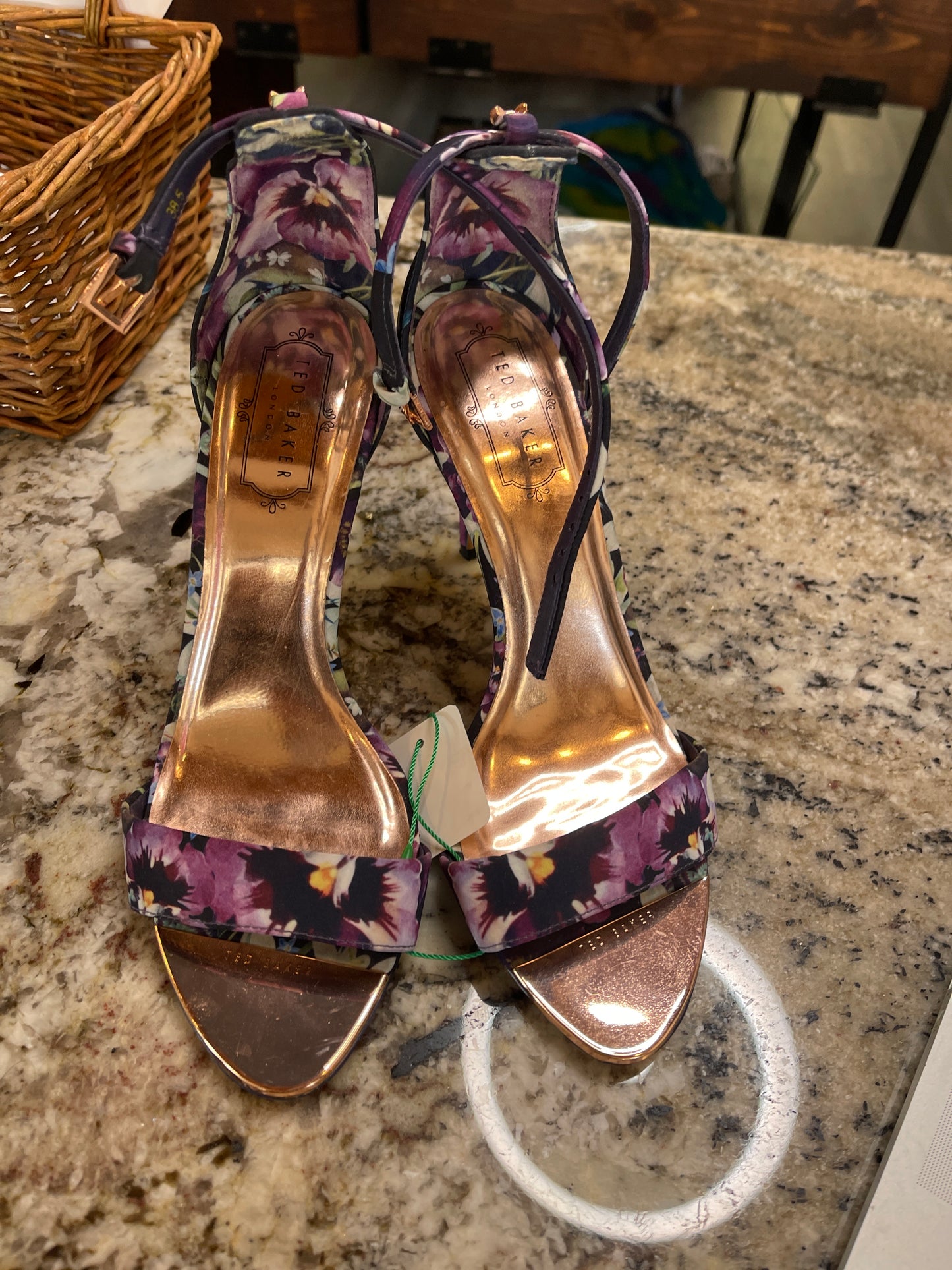Ted Baker floral open toe heels 38.5Spring Easter