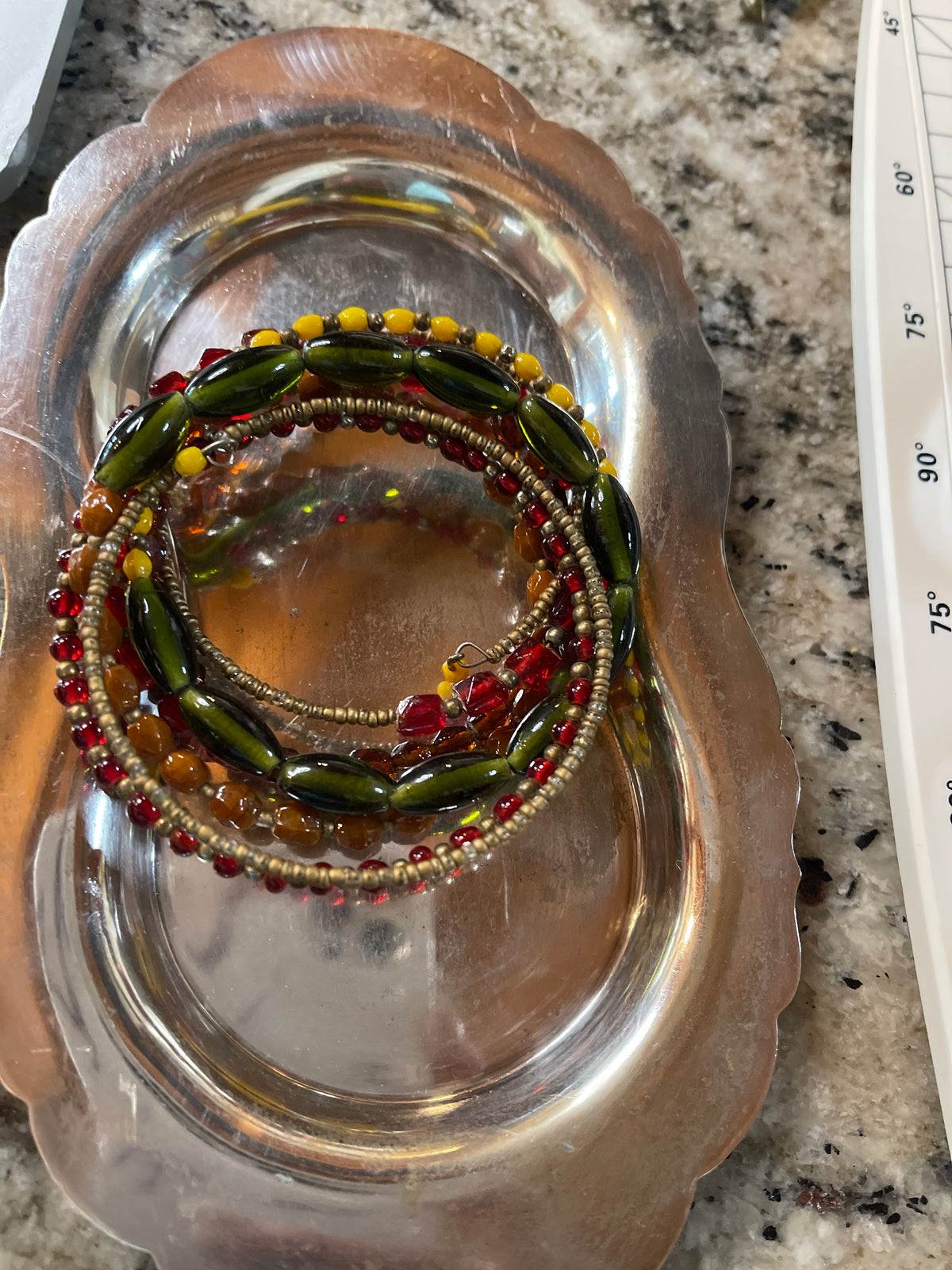 Vintage Beaded Bracelet multi Loops Mixed Beads
