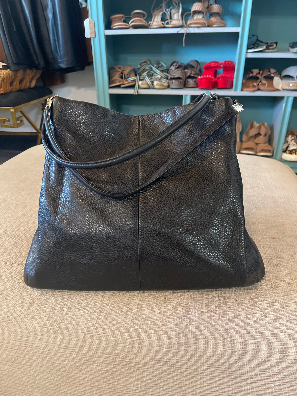 Coach Madison Phoebe Hobo Bag in black pebbled leather