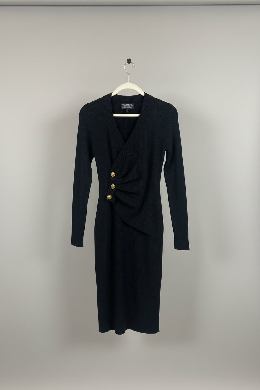 Frank Lyman black knit midi dress