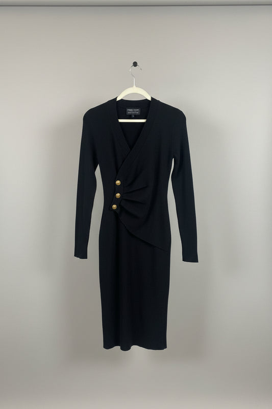 Frank Lyman black knit midi dress