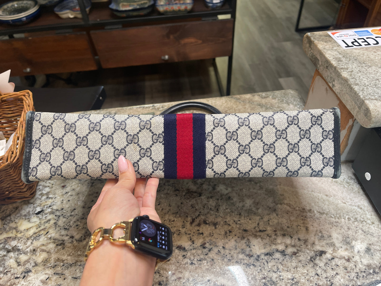 vintage Gucci GG Supreme Sherry Line Tote