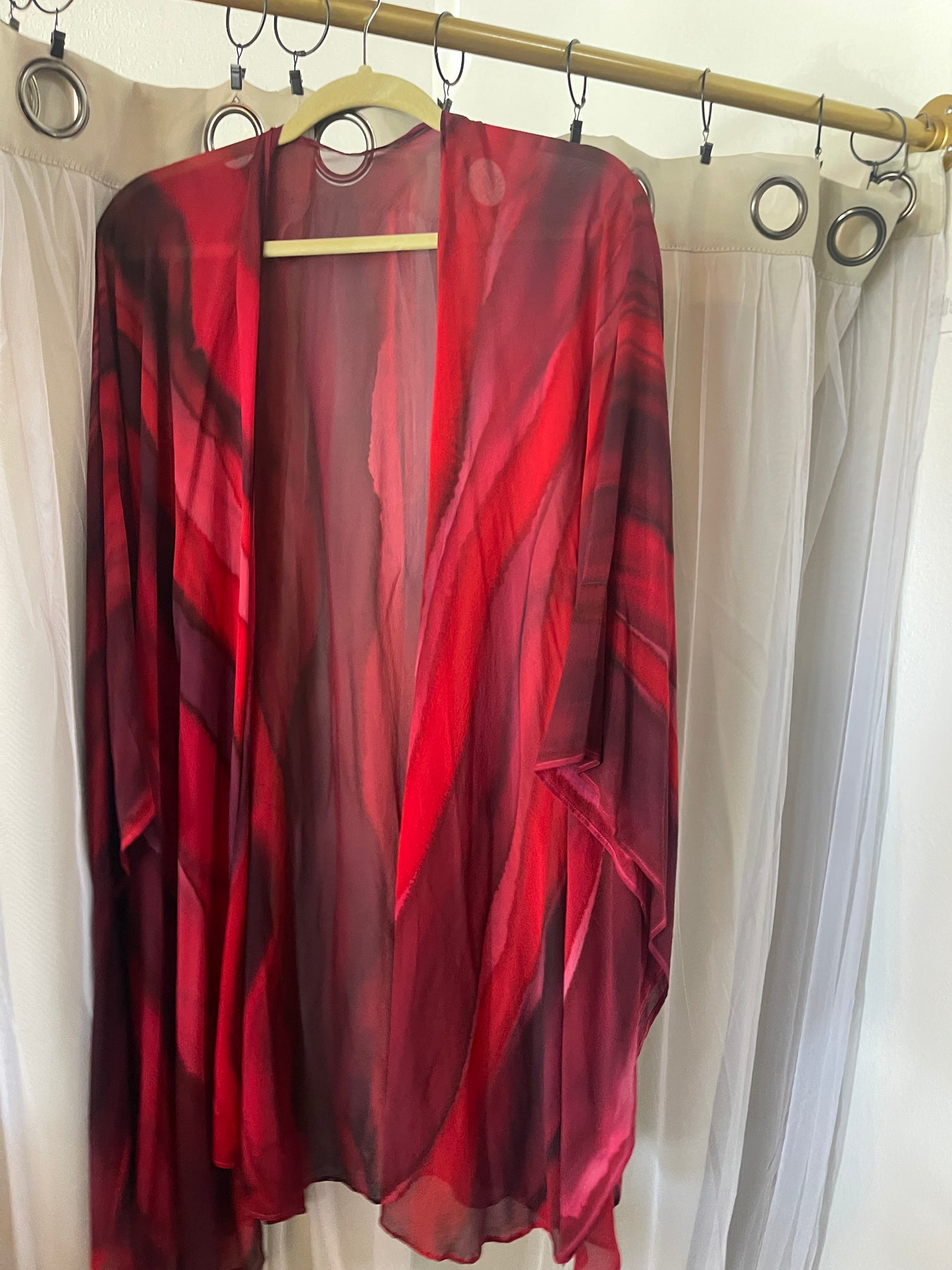 Long red and black jacket