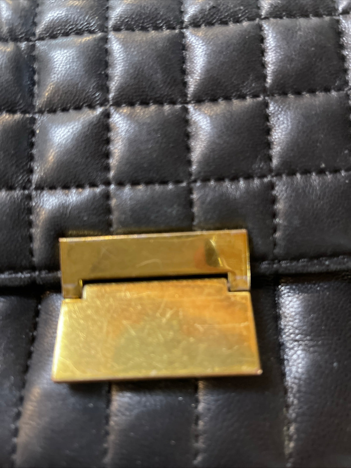 vintage J.Crew black quilted leather crossbody clutch