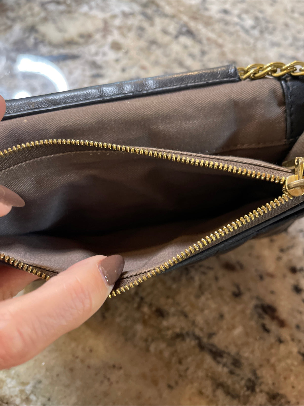 vintage J.Crew black quilted leather crossbody clutch
