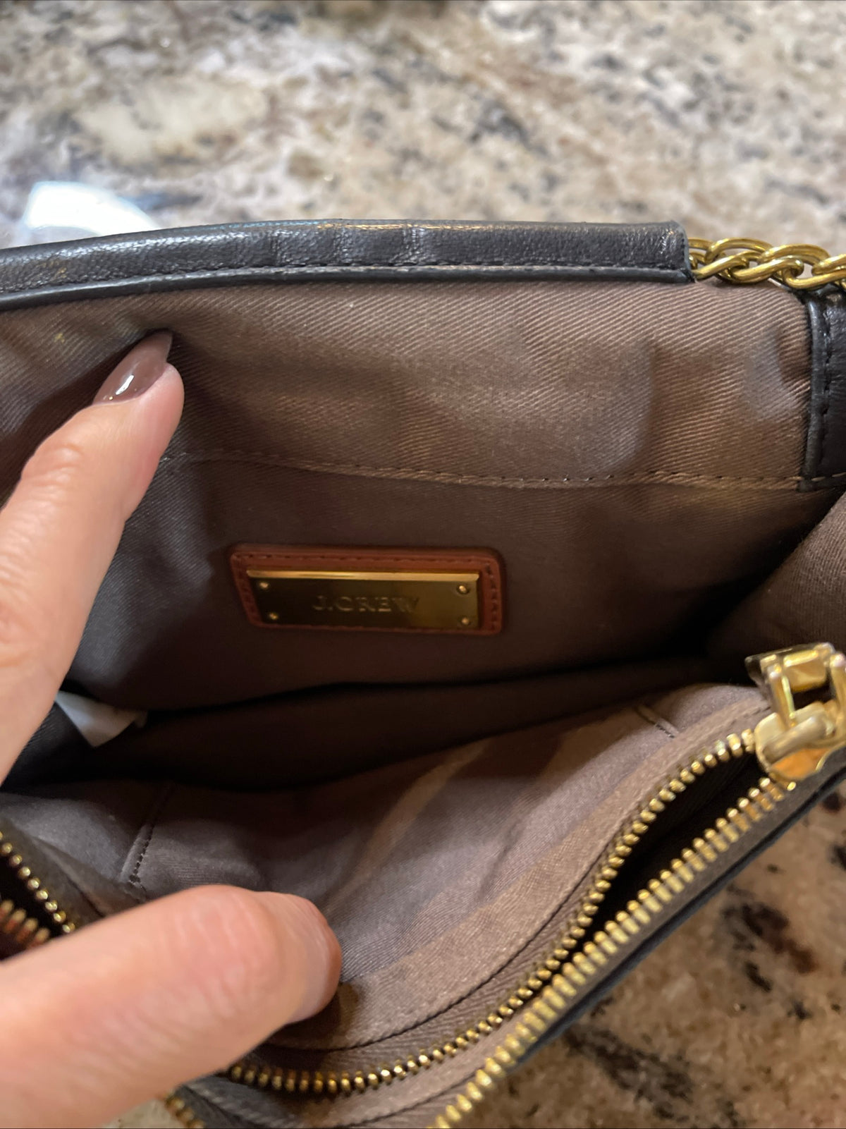 vintage J.Crew black quilted leather crossbody clutch