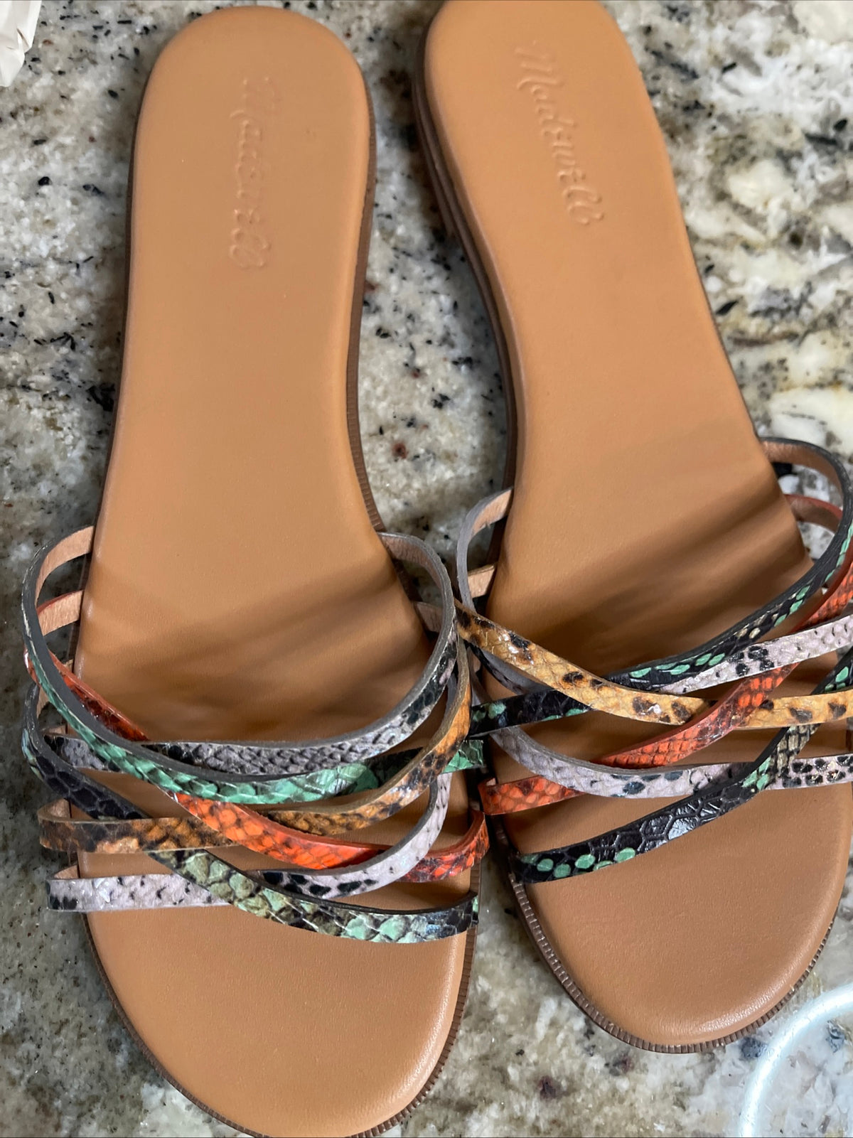 Madewell Tracie Crisscross Slide Sandal in Snake Embossed Leathe