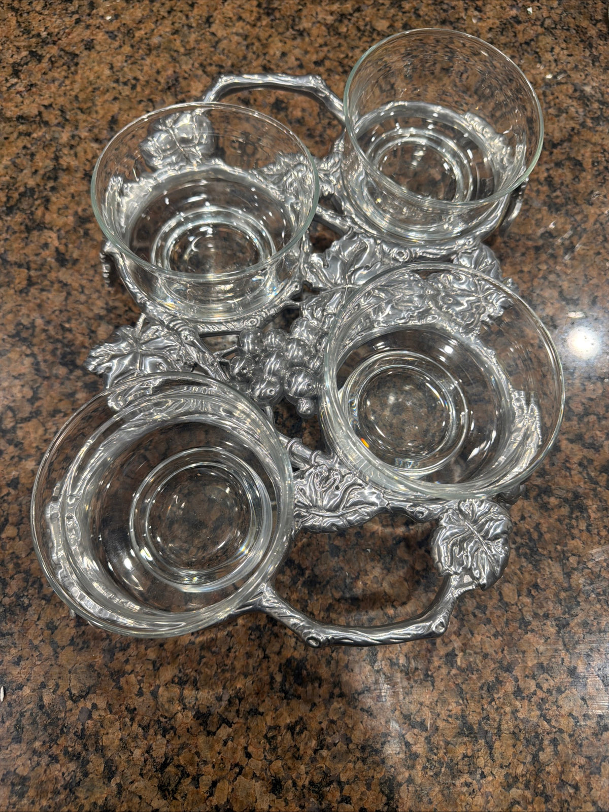 Arthur Court Cast Aluminum Grape Leaf and Vine Custard Cup Server