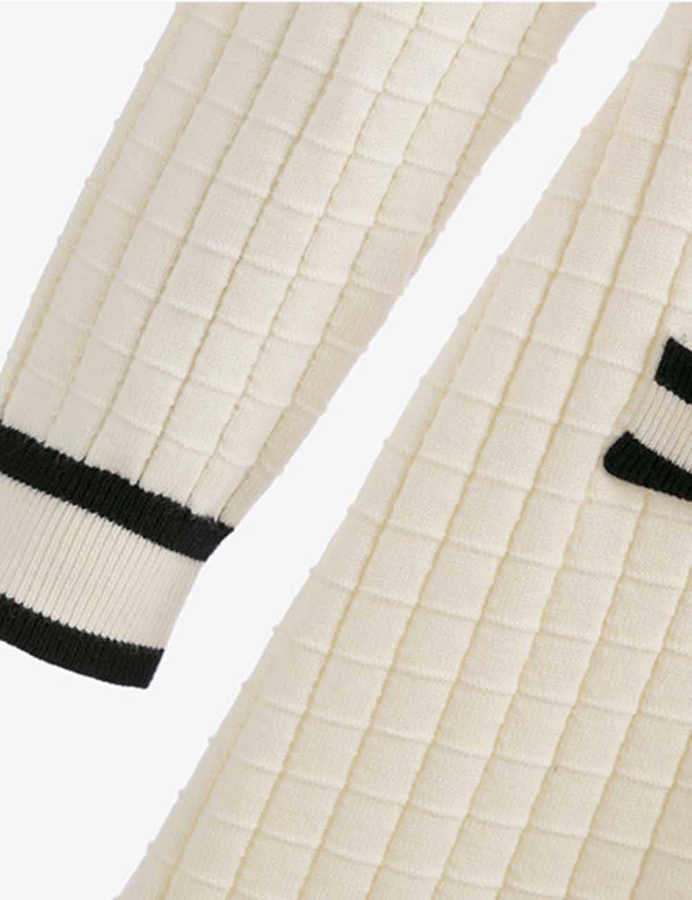 Ladies Color Block V-Neck Long Sleeves Knit Midi Dress: Apricot