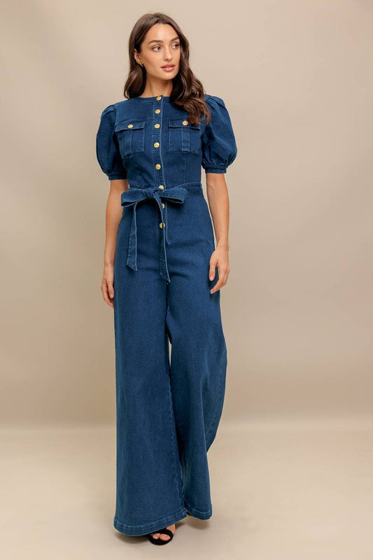 A washed denim jumpsuit - IP8980:INDIGO / Contemporary