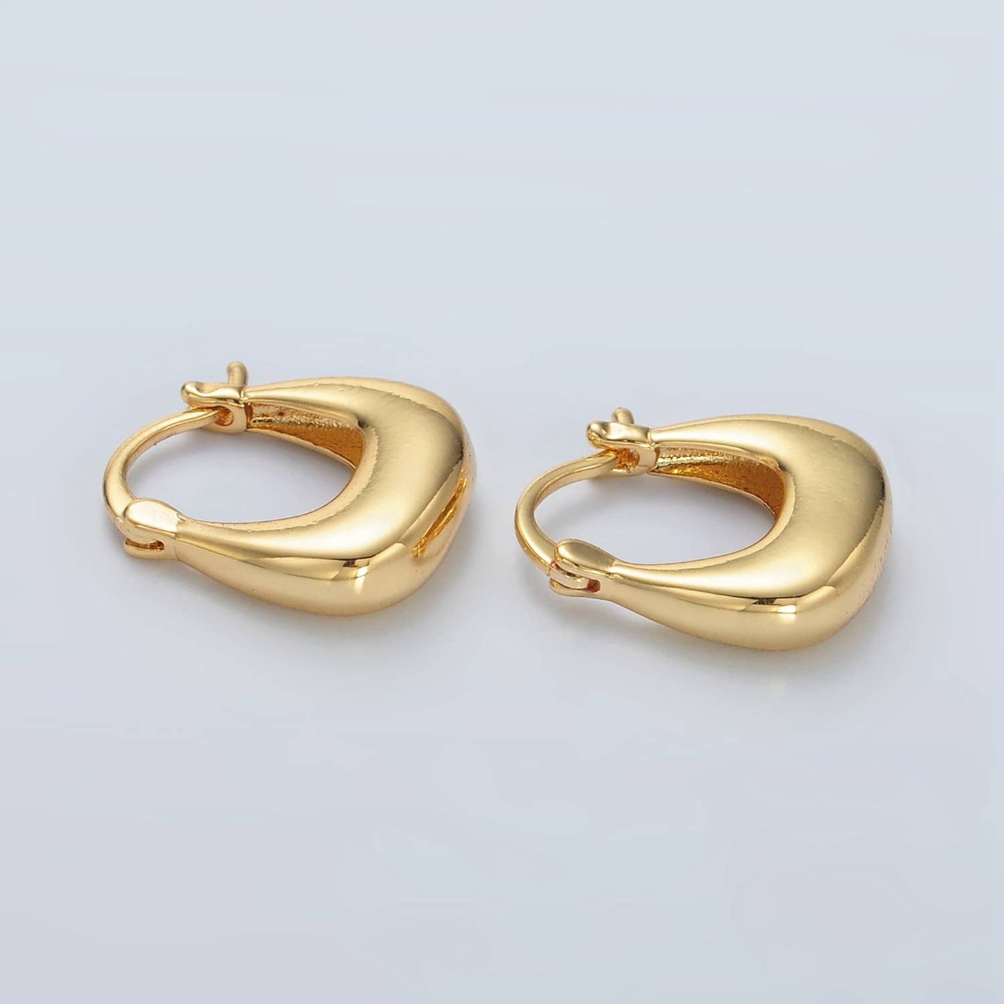24K Gold Filled Dome Square Latch Hoop Earrings | T-211