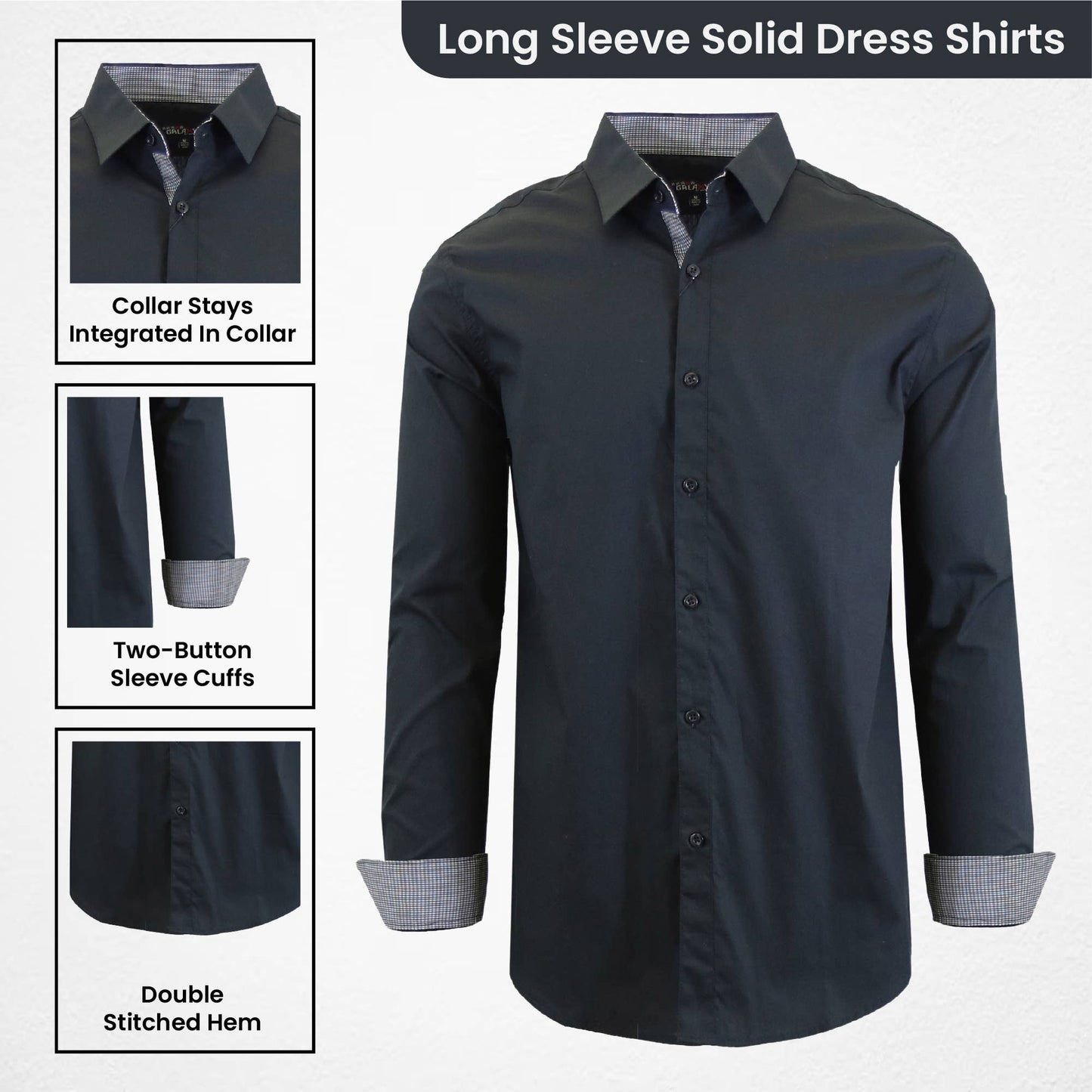 Galaxy By Harvic Men's Long Sleeve Classic Dress Shirts : White / XL