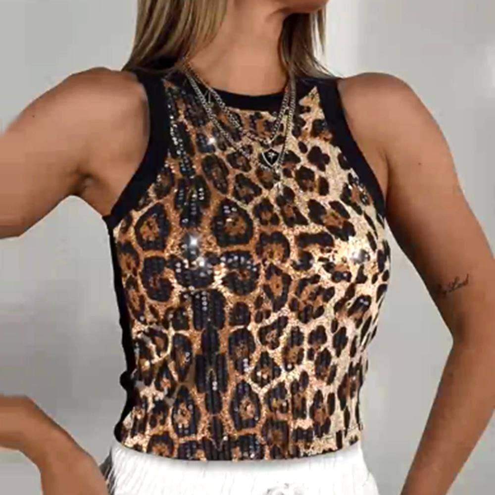 Sequin party tank top: Apricot