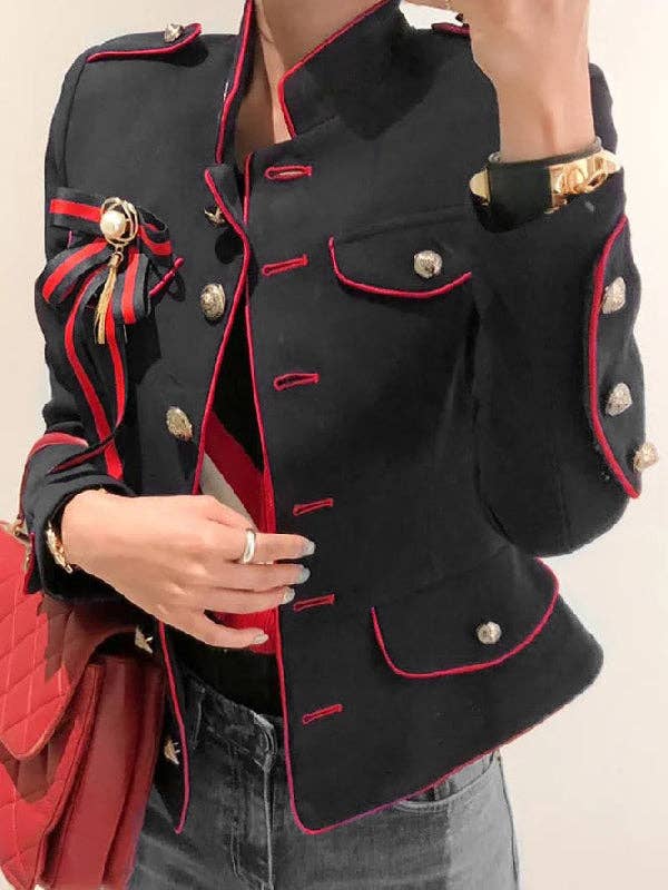 Split-Joint Stand Collar Jacket: BLACK