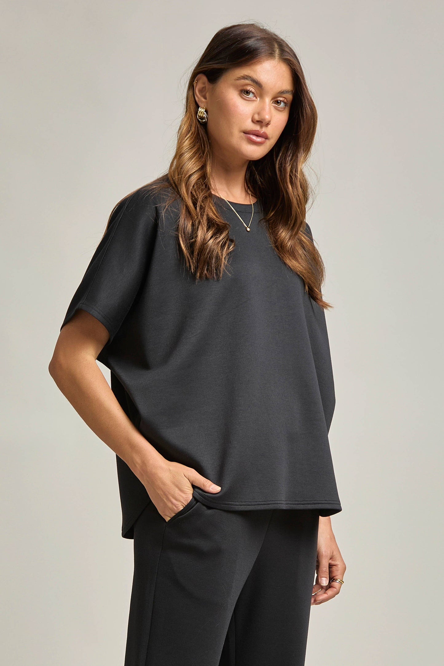 Poncho Top + Bell Bottom Modal Set: Navy