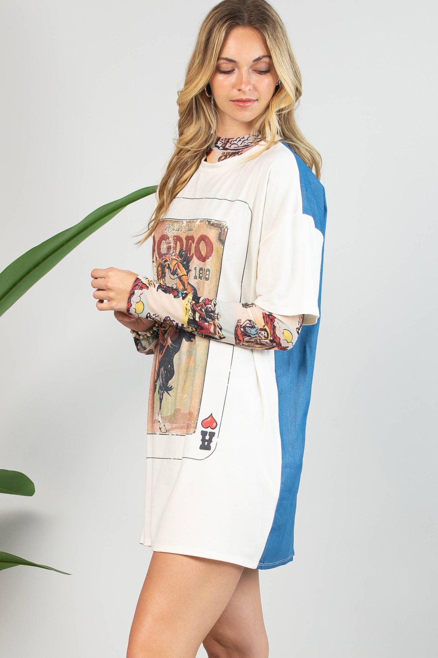 MISA VINTAGE RODEO DENIM CONTRAST T-SHIRT