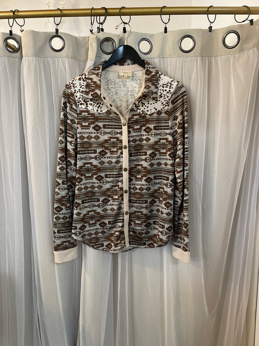 Sterling & Stitch Aztec Knit Button-Down Shirt