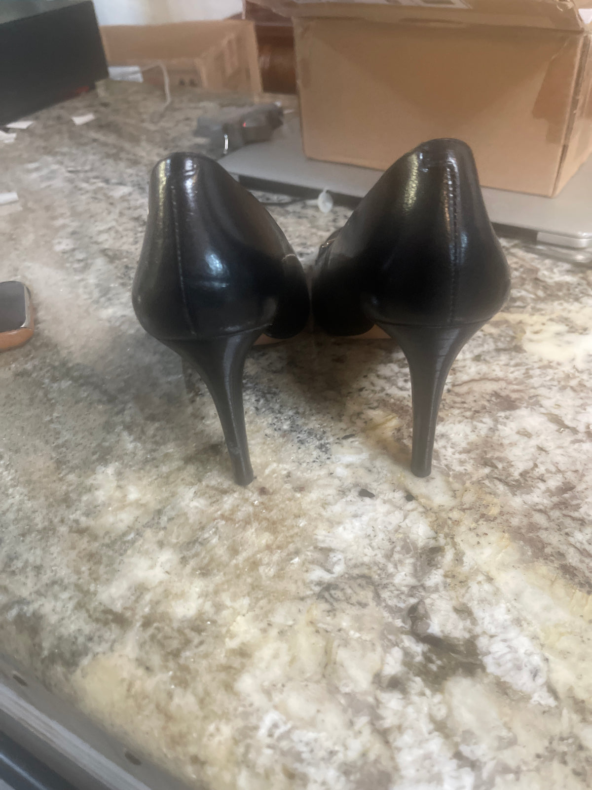 Nine West Classic Heel Black With Gold Accent Bar