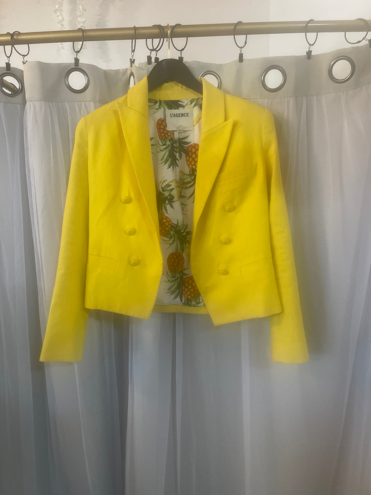 L'Agence Brooke Double-Breasted Cropped Blazer