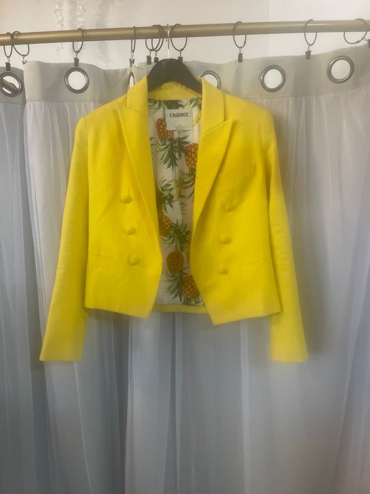 L'Agence Brooke Double-Breasted Cropped Blazer