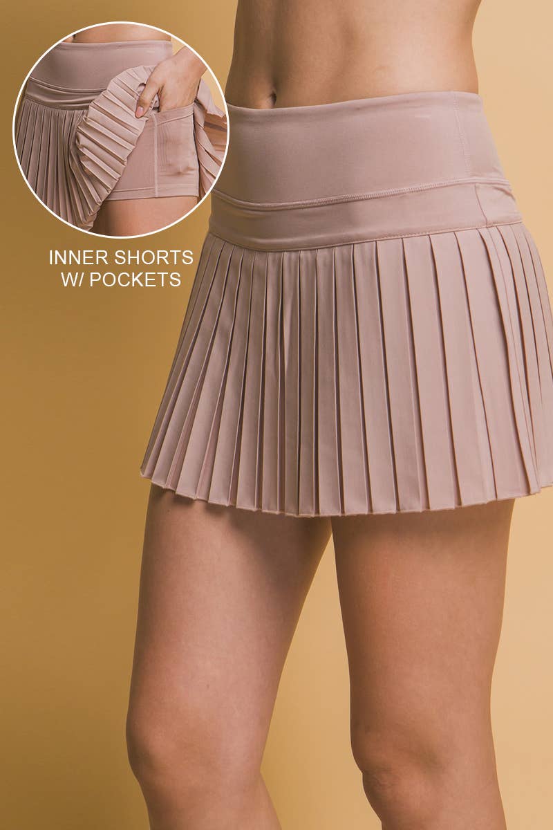 Pleated Tennis Skort w/ Built in shorts: BLACK