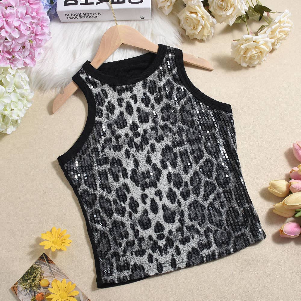 Sequin party tank top: Apricot