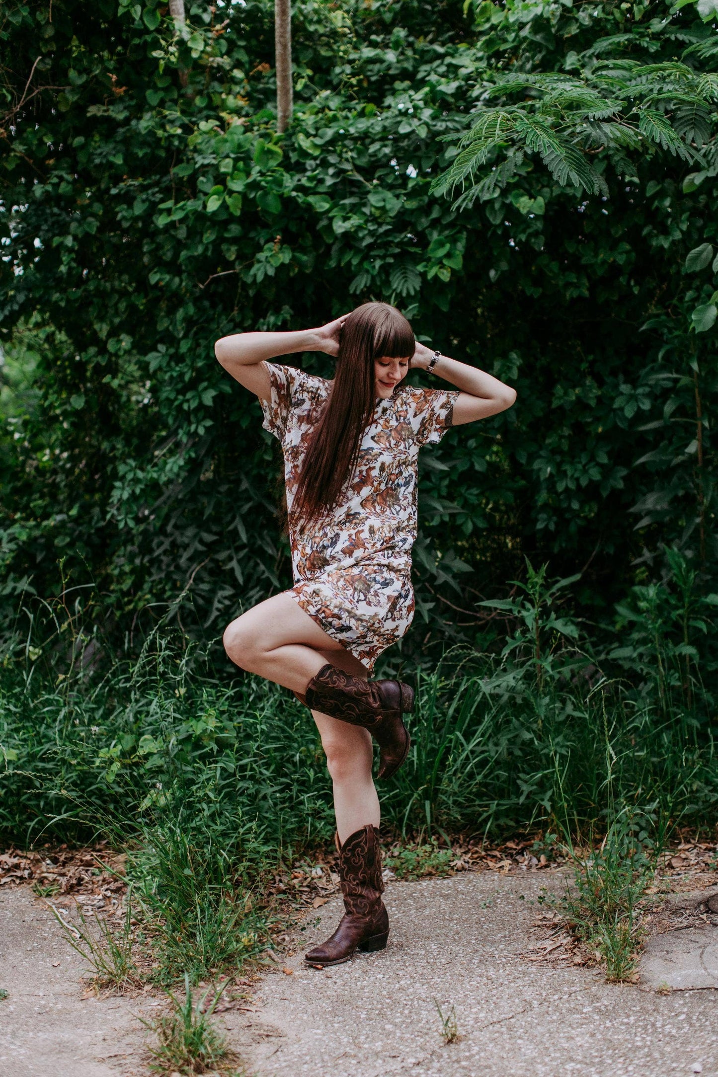 MK380 Buckaroo Short Sleeve Mesh Sheath Dress: Cowboy / S