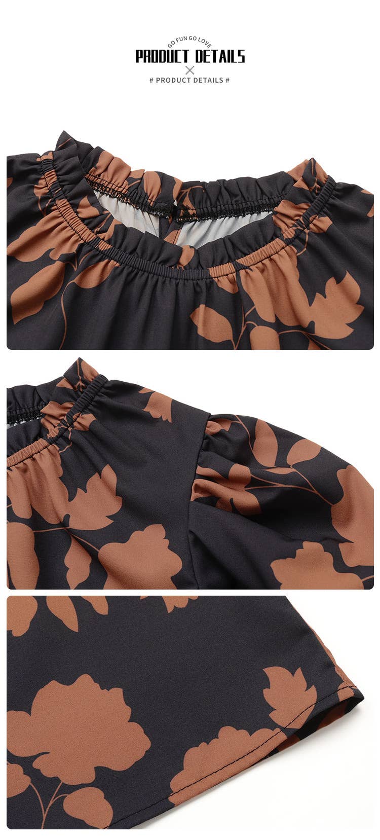 CWTBLS0684_PUFF SLEEVE PRINTED CREW NECK SHIRT TOP: Black