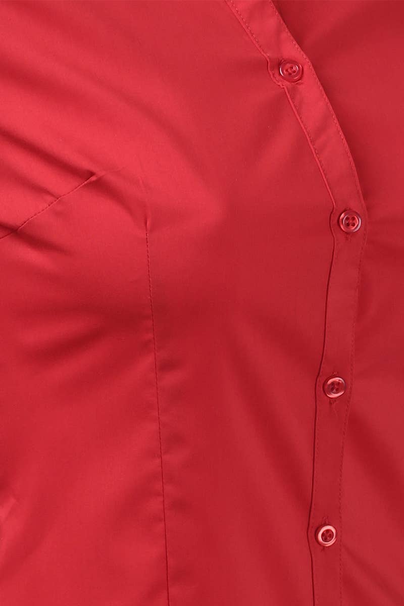 Basic Slim Fit Simple LongSleeve Button Down Shirt: Black