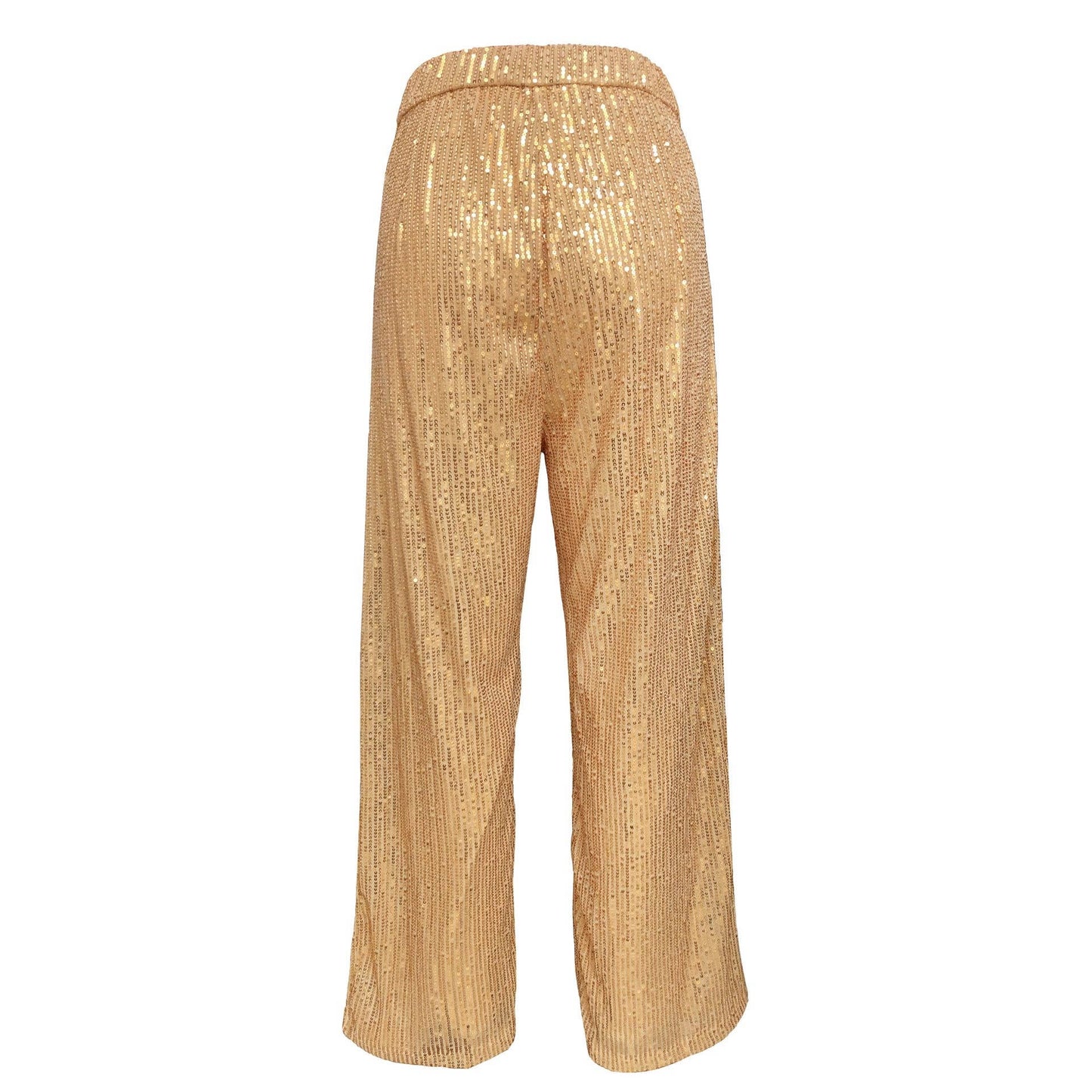 Sweetkama Ladies Solid Glitter Sequin Long Loose Pants: