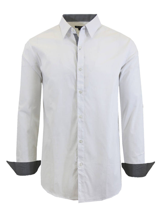 Galaxy By Harvic Men's Long Sleeve Classic Dress Shirts : White / 2XL