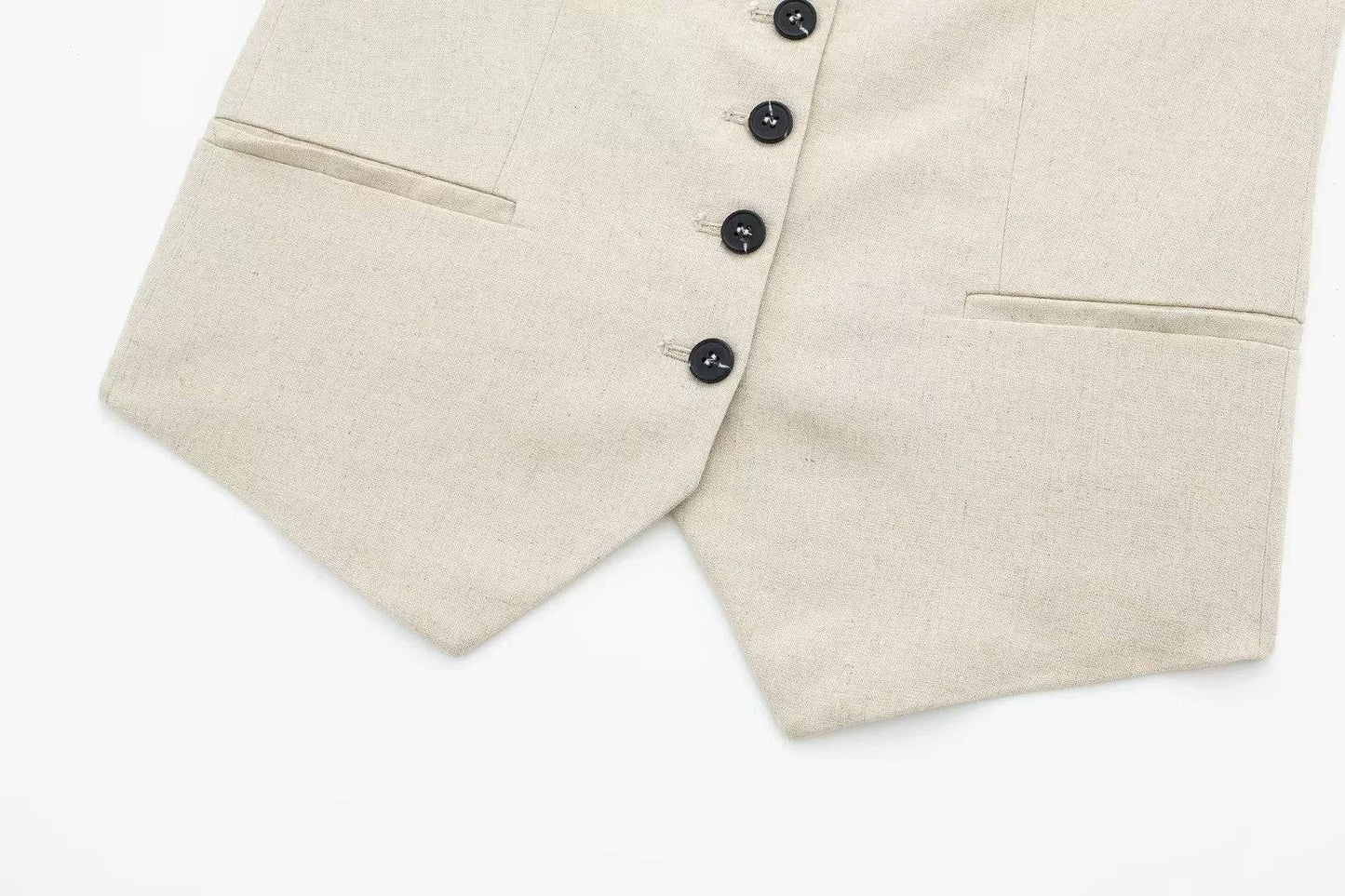 Ladies Solid Color V-Neck Vest And Vest/Shorts