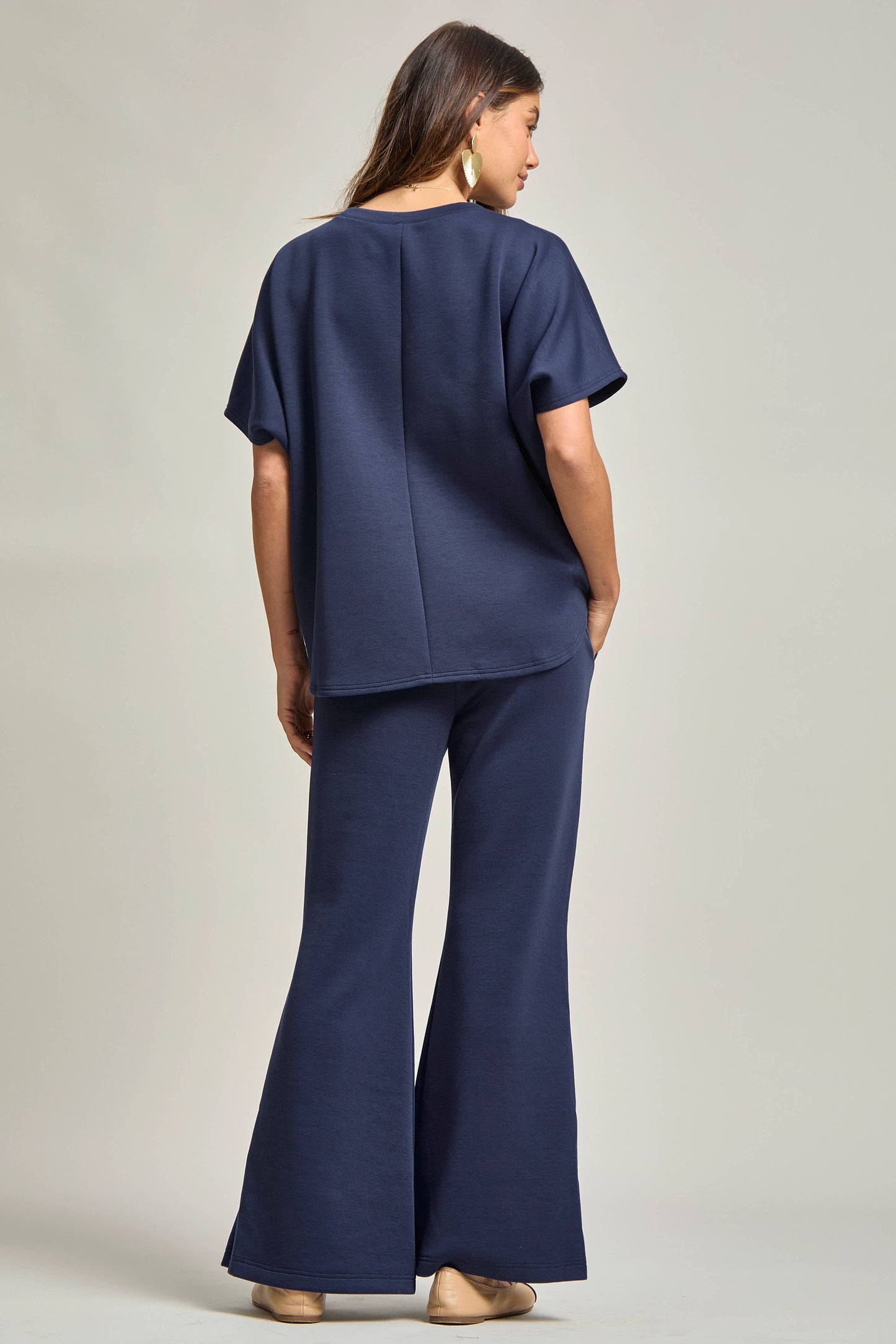 Poncho Top + Bell Bottom Modal Set: Navy