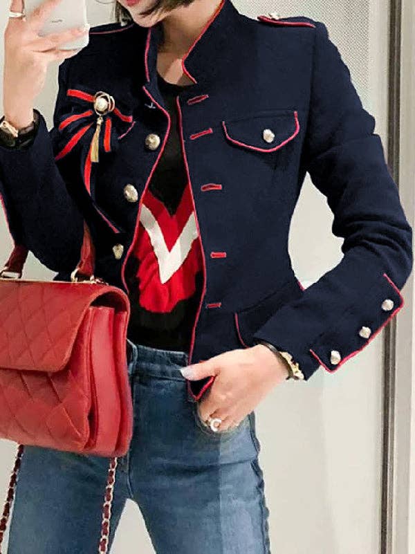 Split-Joint Stand Collar Jacket: BLACK