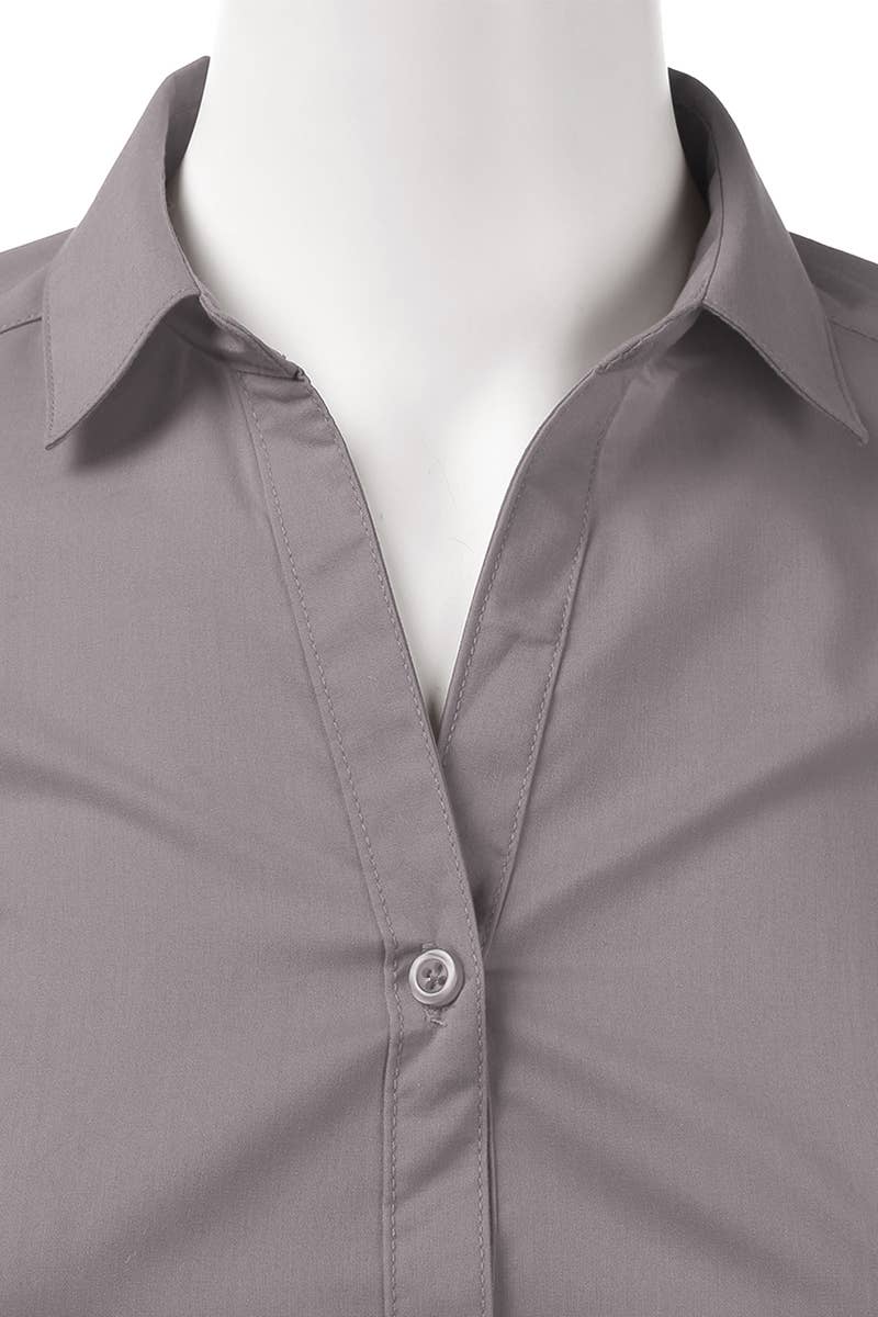 Basic Slim Fit Simple LongSleeve Button Down Shirt: Black