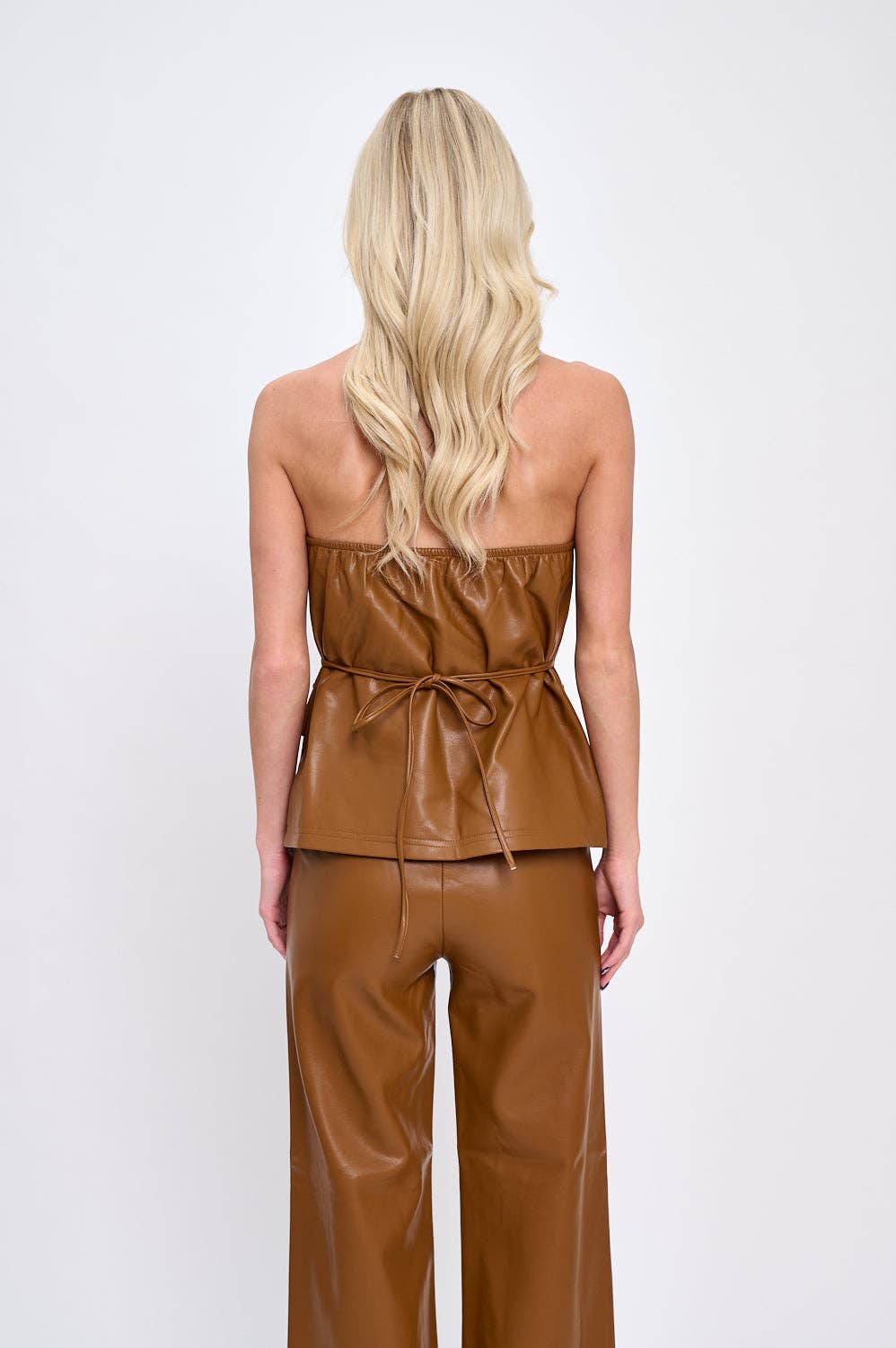 ST1019: Caramel Command Vegan Leather Two-Piece Set: Camel