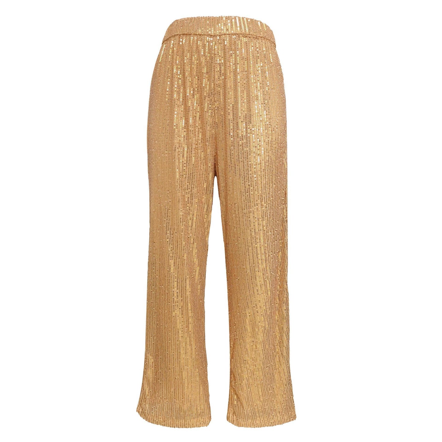 Sweetkama Ladies Solid Glitter Sequin Long Loose Pants: