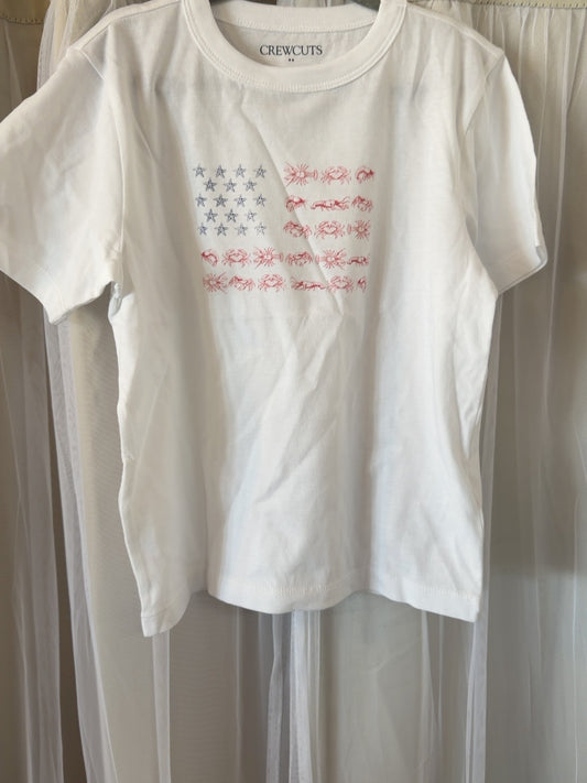 J.Crew kids white patriotic sea-life flag T-shirt